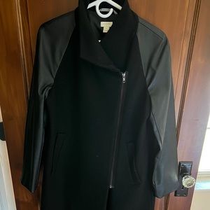 J crew Wool and Faux Leather Cocoon Coat